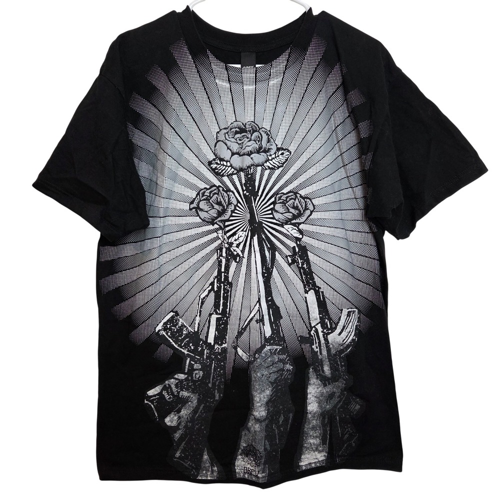 OBEY Guns and Roses‎ Black and White Tee Size Large
